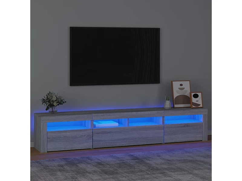 TV-meubel met LED-verlichting Sonoma grijs 210x35x40 cm