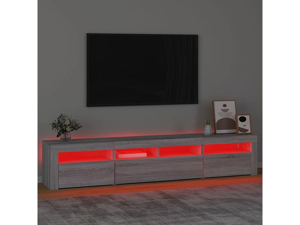 Mueble TV con luces LED Sonoma gris 210x35x40 cm