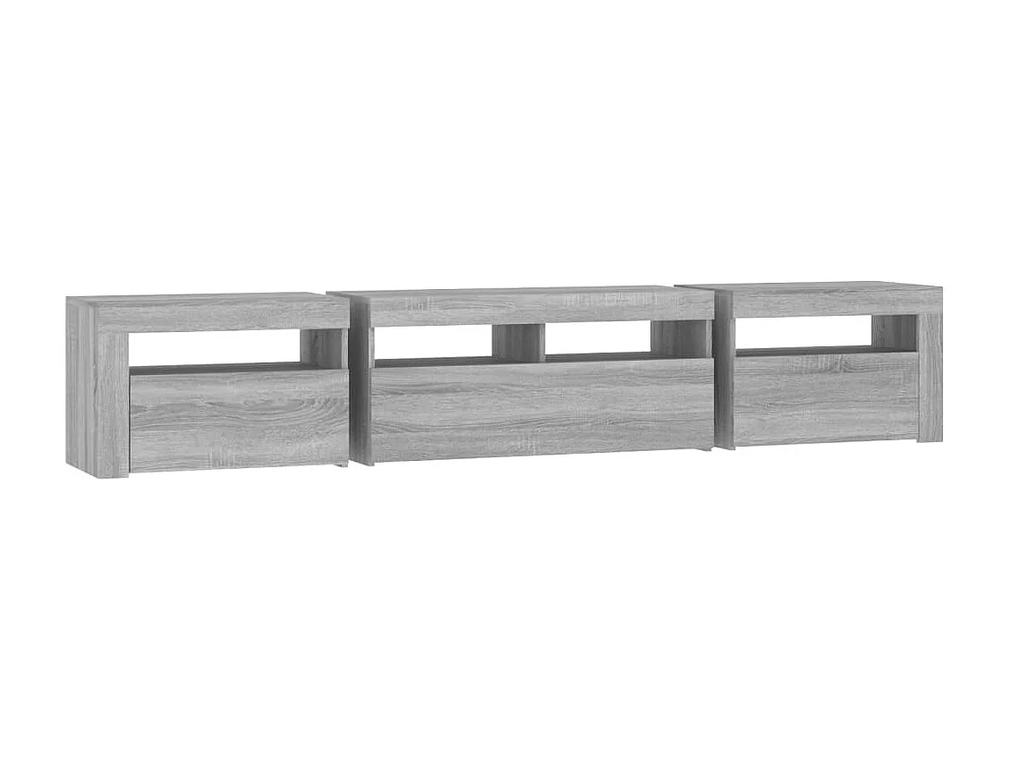 Mueble TV con luces LED Sonoma gris 210x35x40 cm