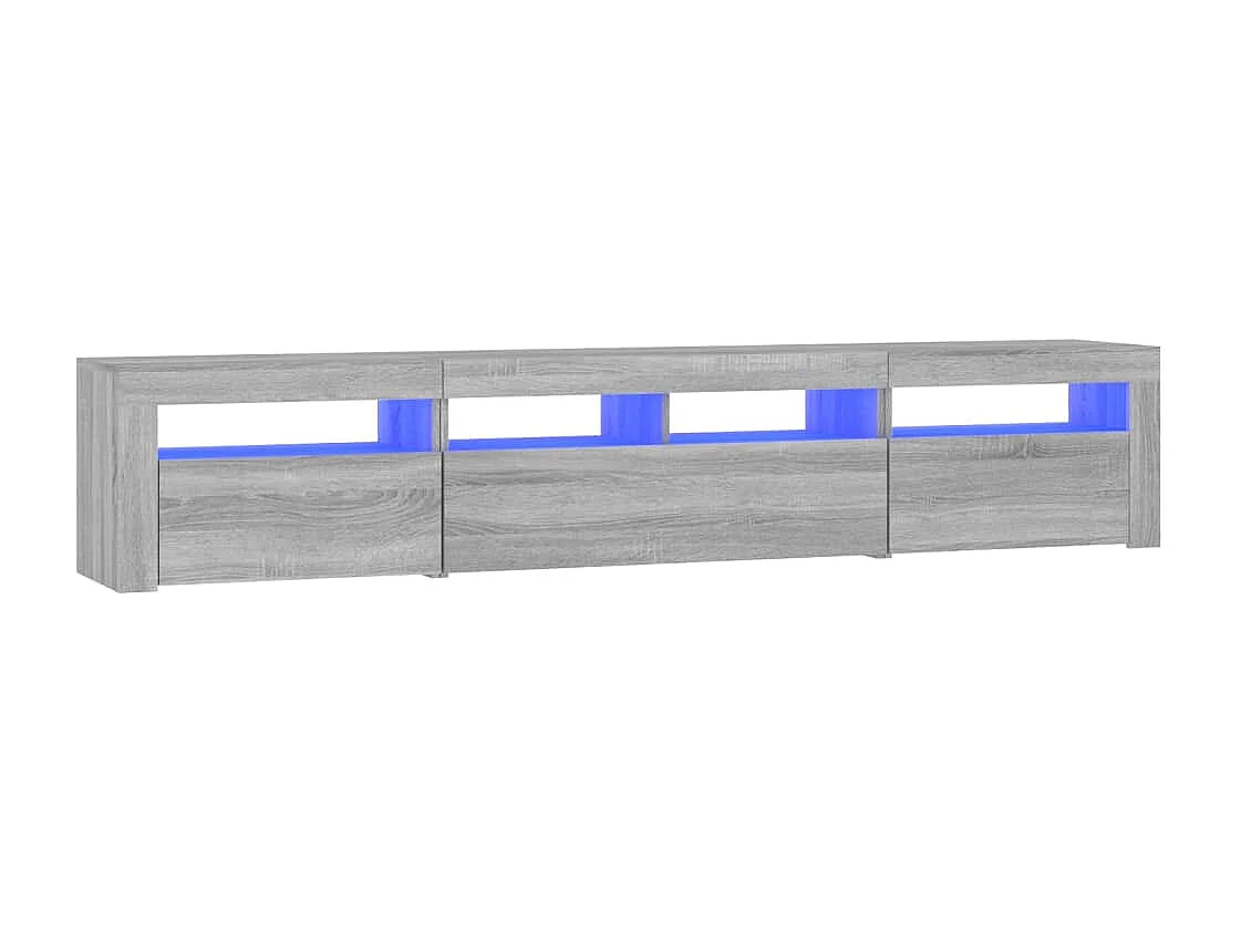 TV-meubel met LED-verlichting Sonoma grijs 210x35x40 cm