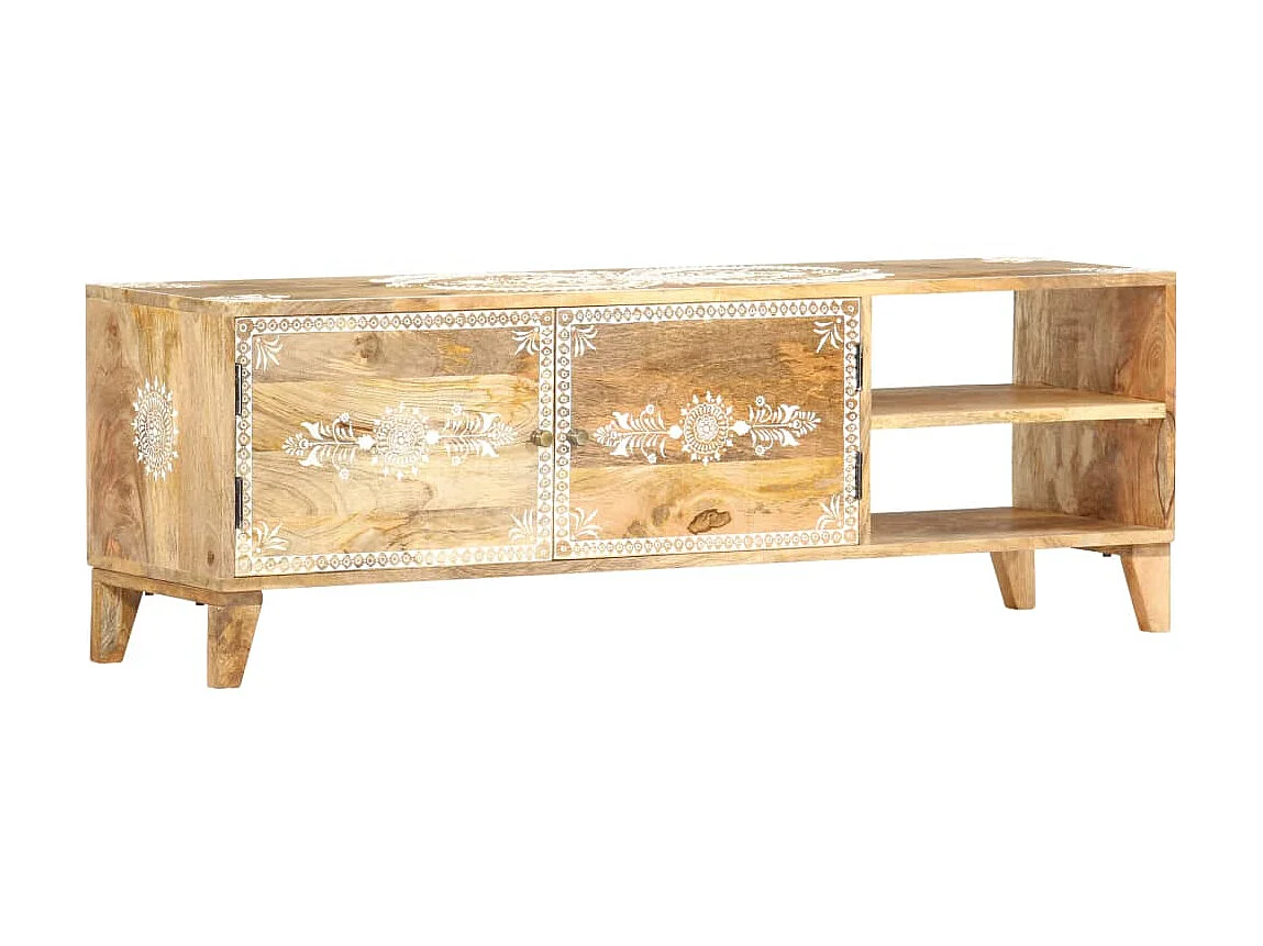 Meuble TV 120x30x40 cm Bois massif de manguier