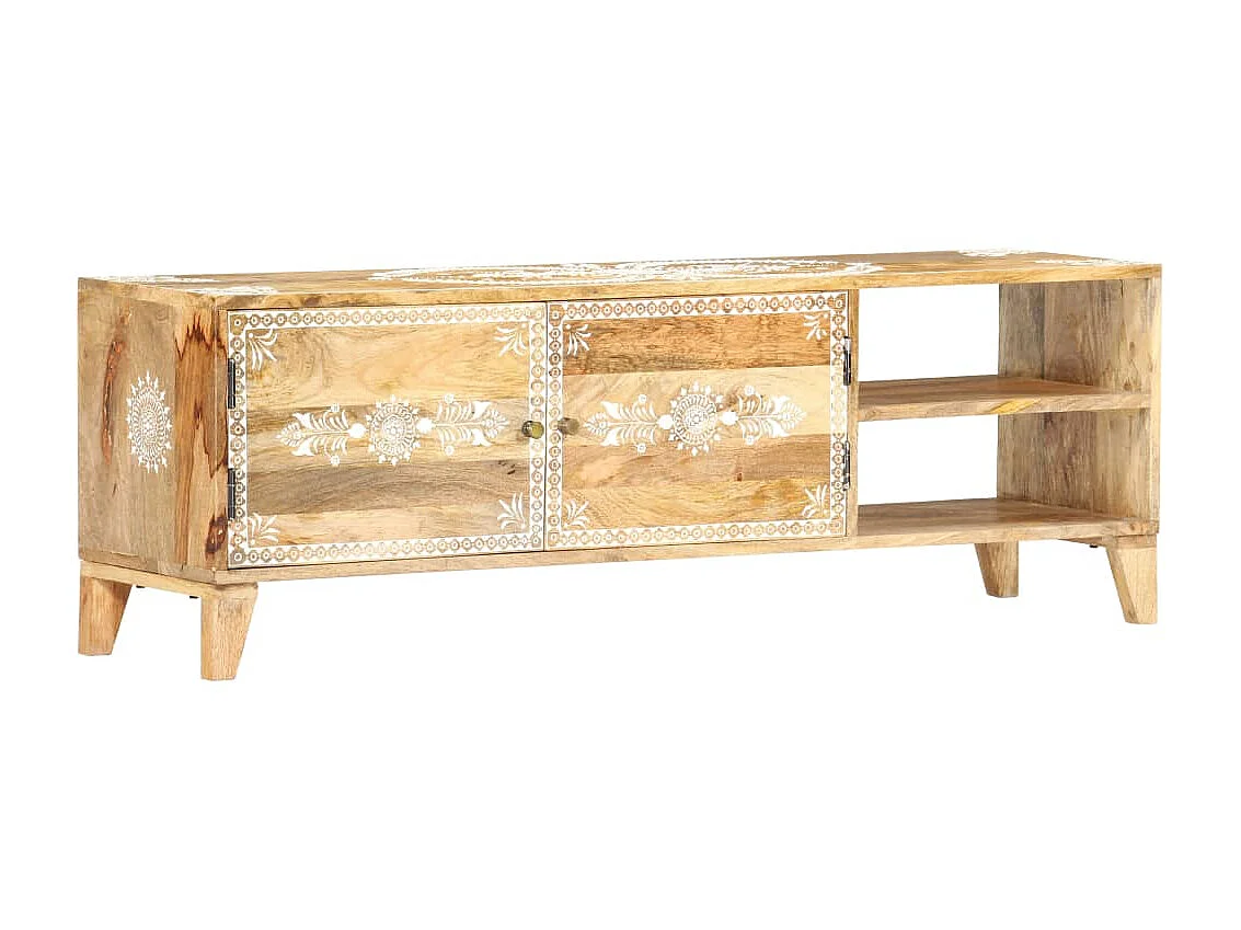 Meuble TV 120x30x40 cm Bois massif de manguier