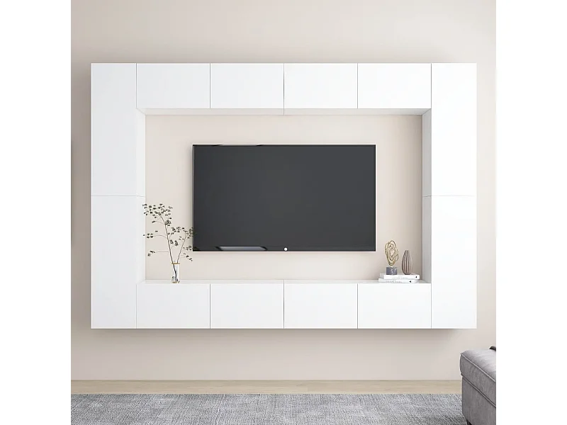 Ensemble de meubles TV 8 pcs Blanc Aggloméré