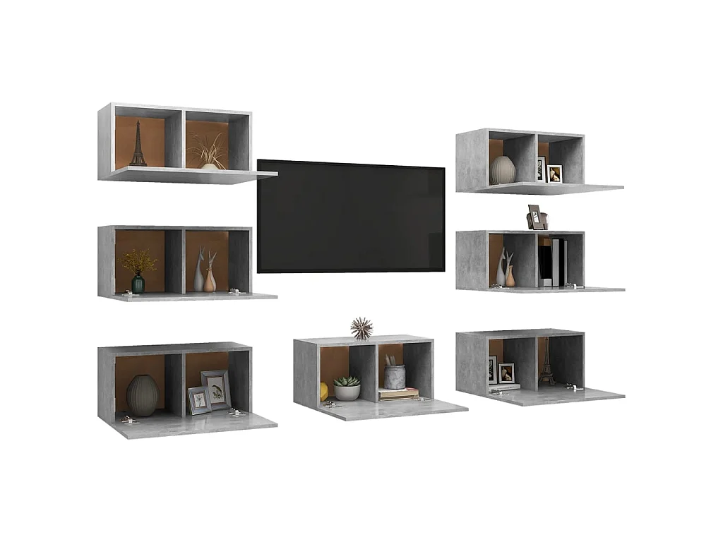 Meubles TV 7 pcs Gris béton 30,5x30x60 cm Aggloméré
