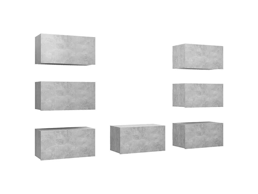 Meubles TV 7 pcs Gris béton 30,5x30x60 cm Aggloméré