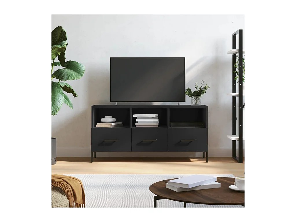 Meuble TV noir 102x36x50 cm bois d'ingénierie