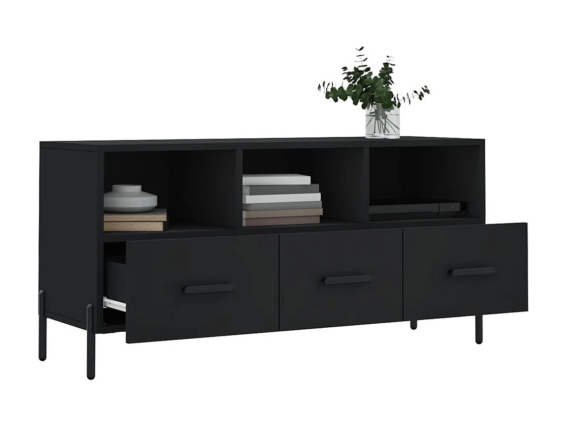 Meuble TV noir 102x36x50 cm bois d'ingénierie