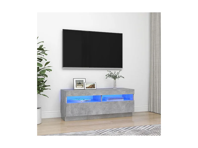 Meuble TV avec lumières LED gris béton 100x35x40 cm