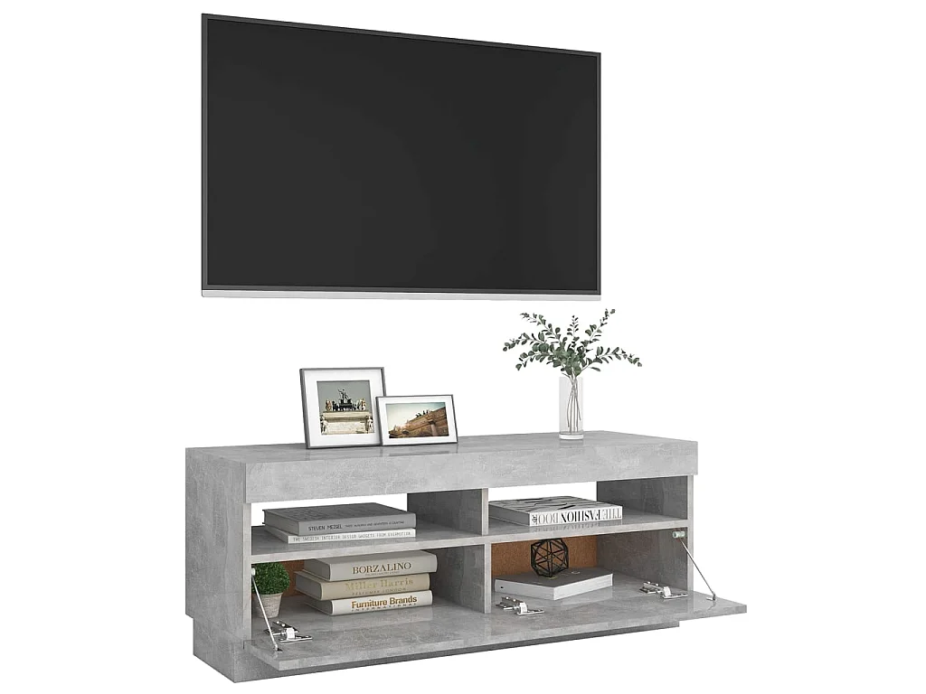 Mueble TV con luces LED gris hormigón 100x35x40 cm