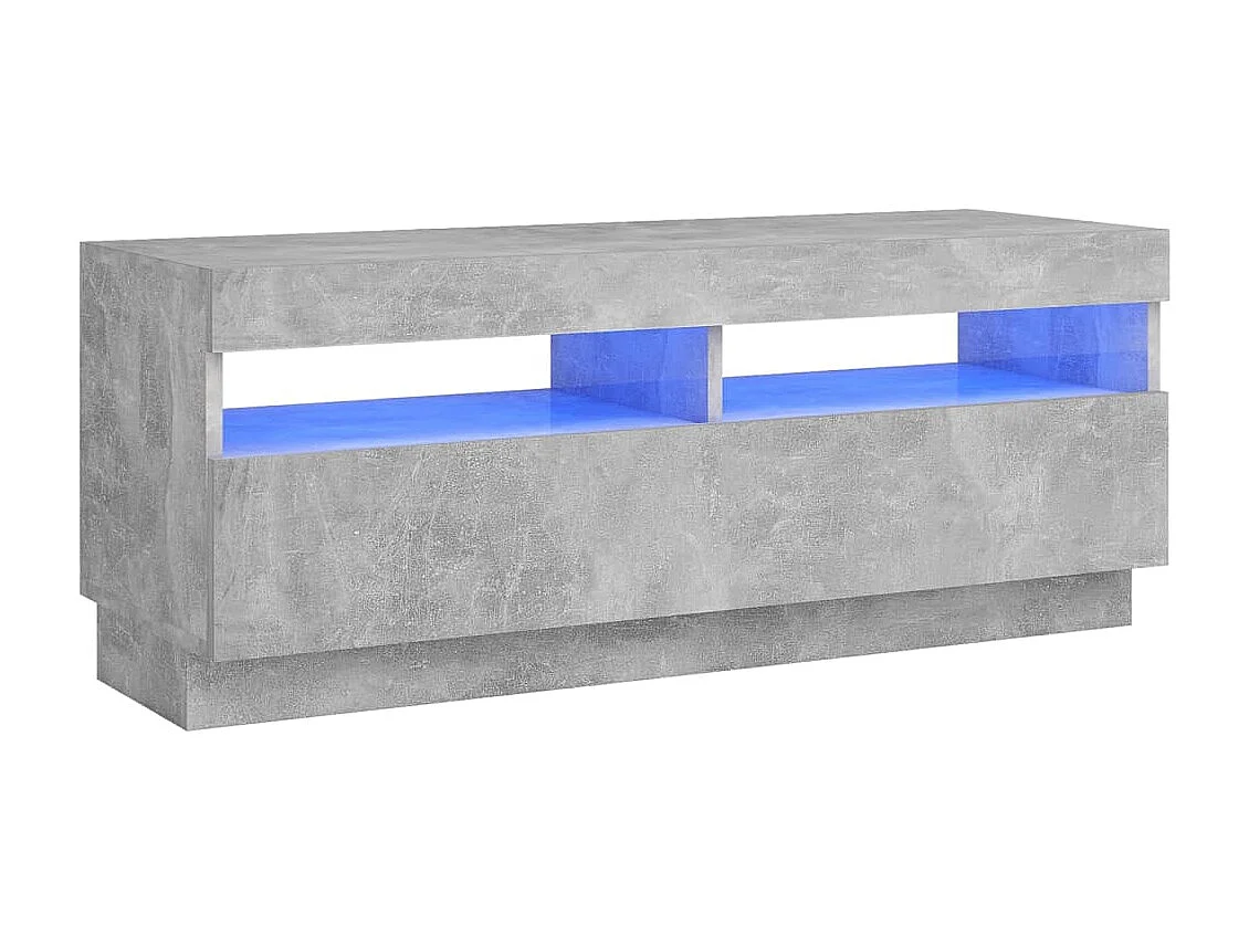 Meuble TV avec lumières LED gris béton 100x35x40 cm