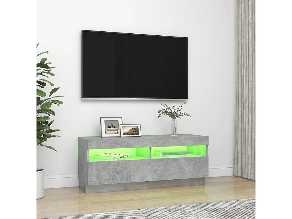 Meuble TV avec lumières LED gris béton 100x35x40 cm