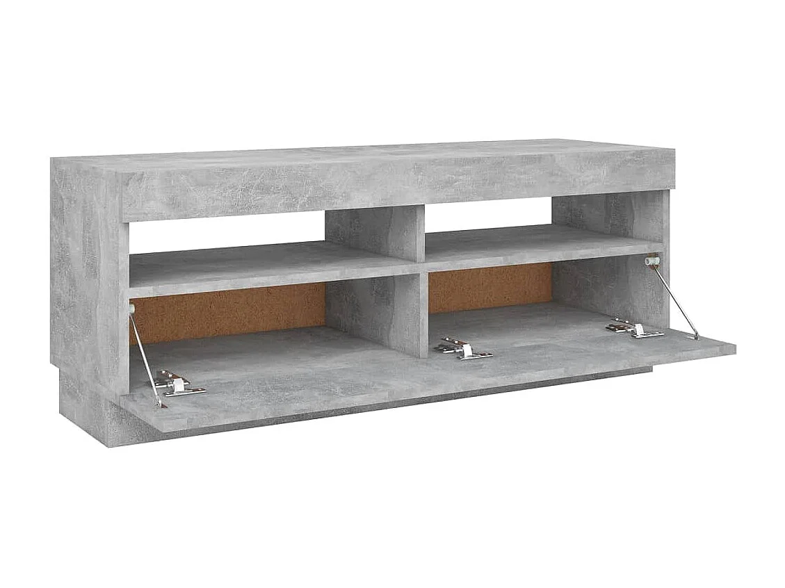 Meuble TV avec lumières LED gris béton 100x35x40 cm
