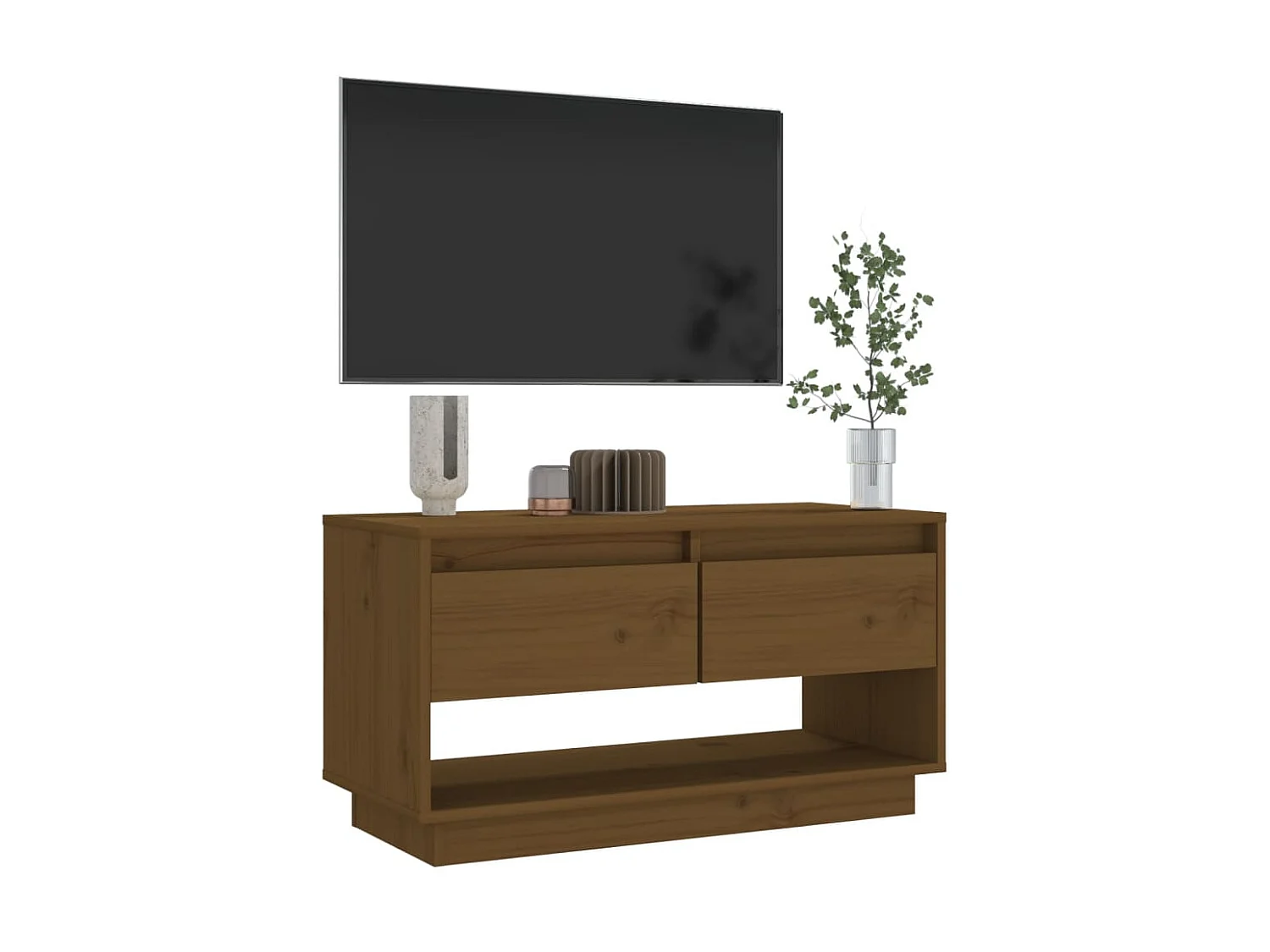 Meuble TV Marron miel 74x34x40 cm Bois de pin massif