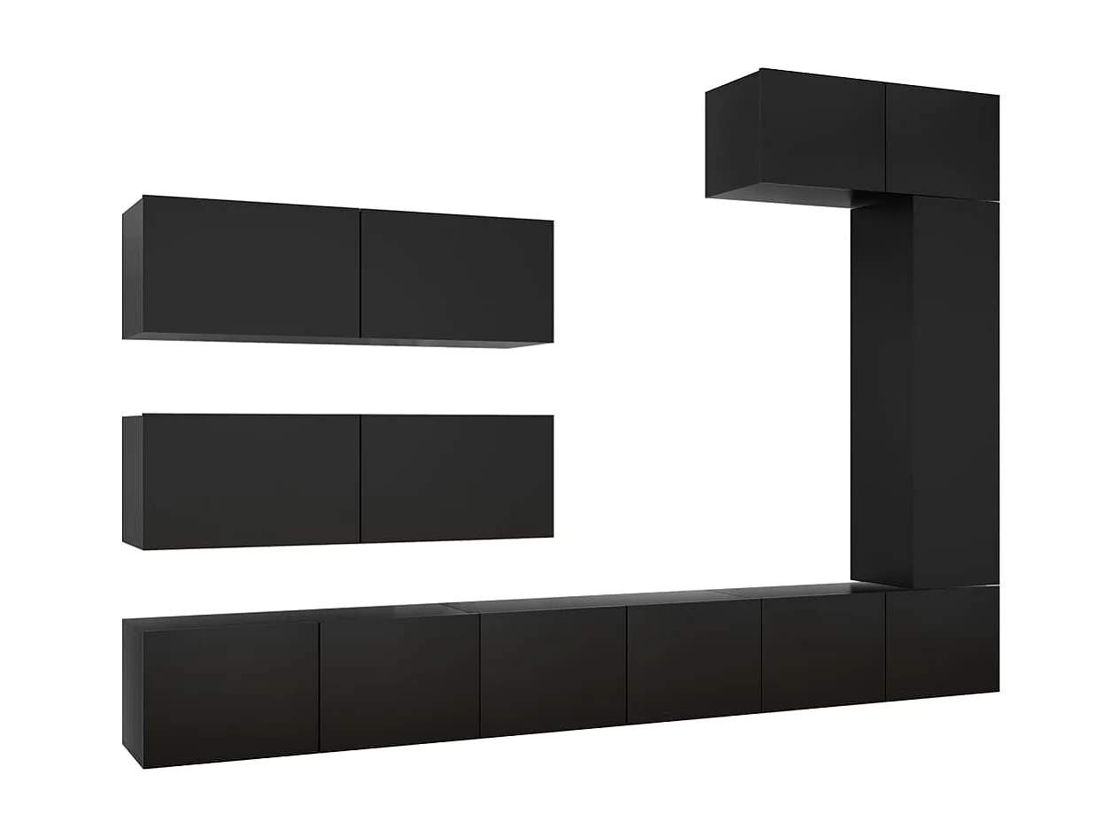 Ensemble de meuble TV 7 pcs Noir Aggloméré