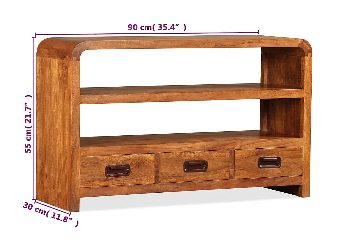 Mobile TV Legno massello di acacia 90 x 30 x 55 cm