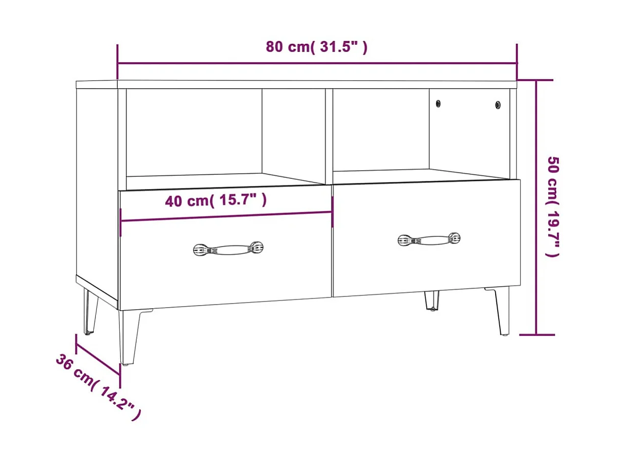 Meuble TV Sonoma gris 80x36x50 cm Bois d'ingénierie