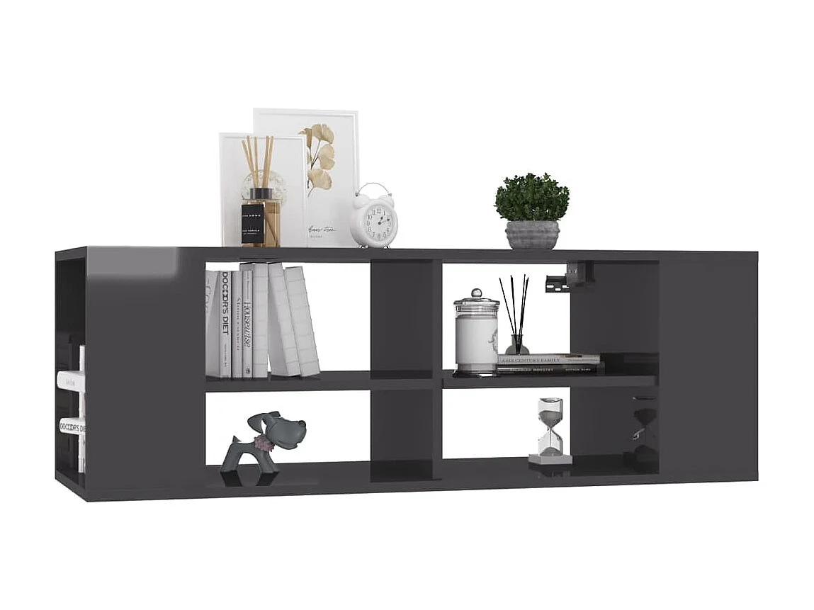 Meuble TV mural Gris brillant 102x35x35 cm Aggloméré