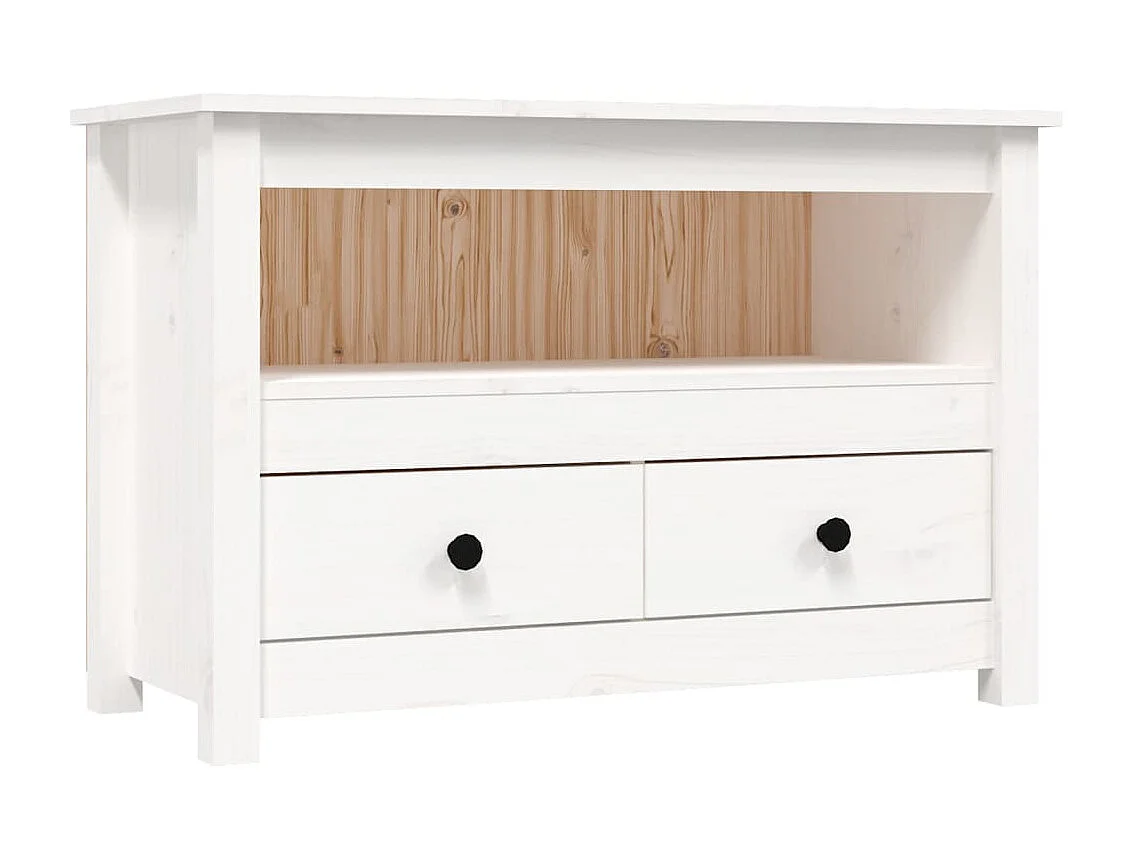 Mobile TV bianco 79x35x52 cm Legno di pino massiccio