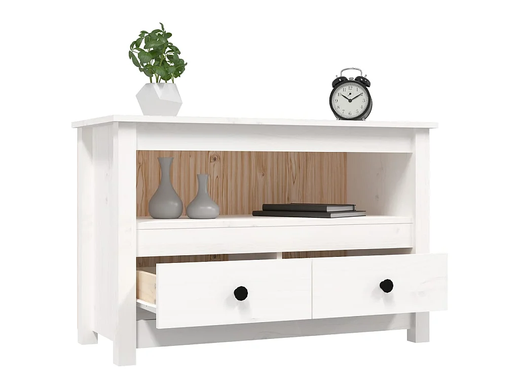 Mobile TV bianco 79x35x52 cm Legno di pino massiccio