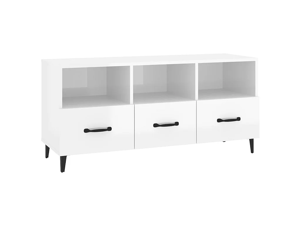 TV-meubel Glanzend wit 102x35x50 cm Bewerkt hout