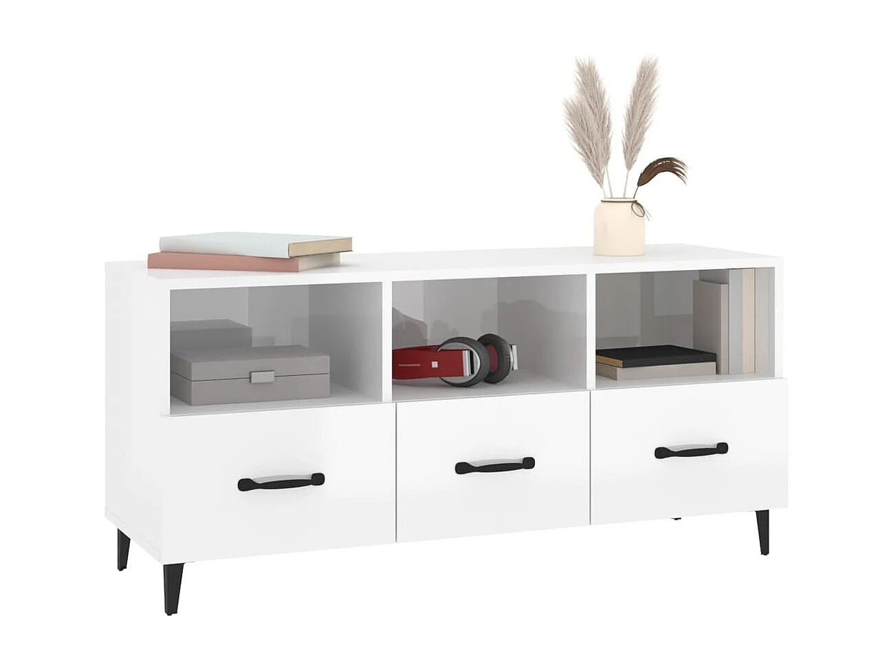 TV-meubel Glanzend wit 102x35x50 cm Bewerkt hout