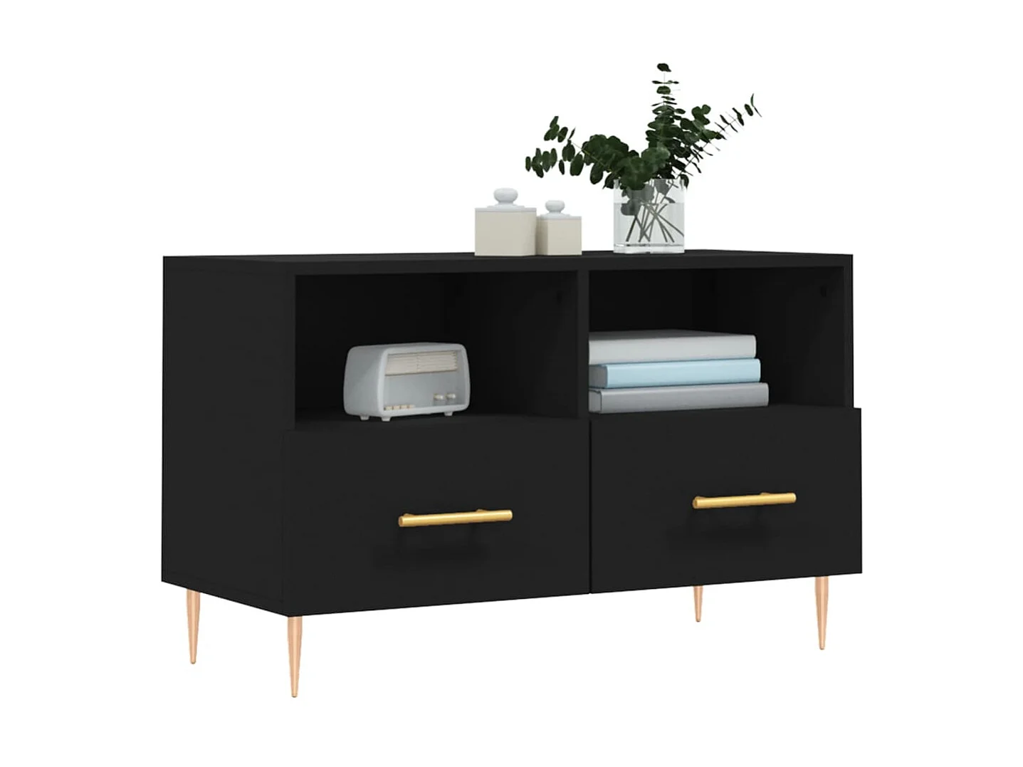 Mueble TV negro 80x36x50 cm Madera contrachapada