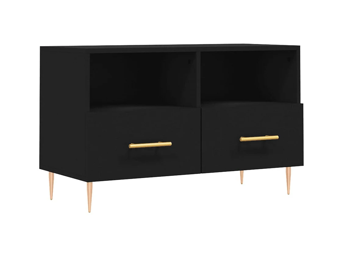 Zwart TV-meubel 80x36x50 cm Bewerkt hout