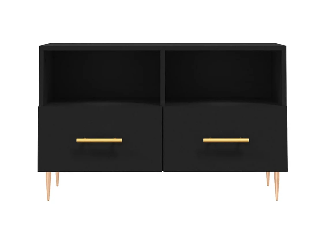 Zwart TV-meubel 80x36x50 cm Bewerkt hout