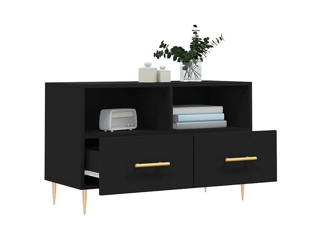 Meuble TV Noir 80x36x50 cm Bois d'ingénierie