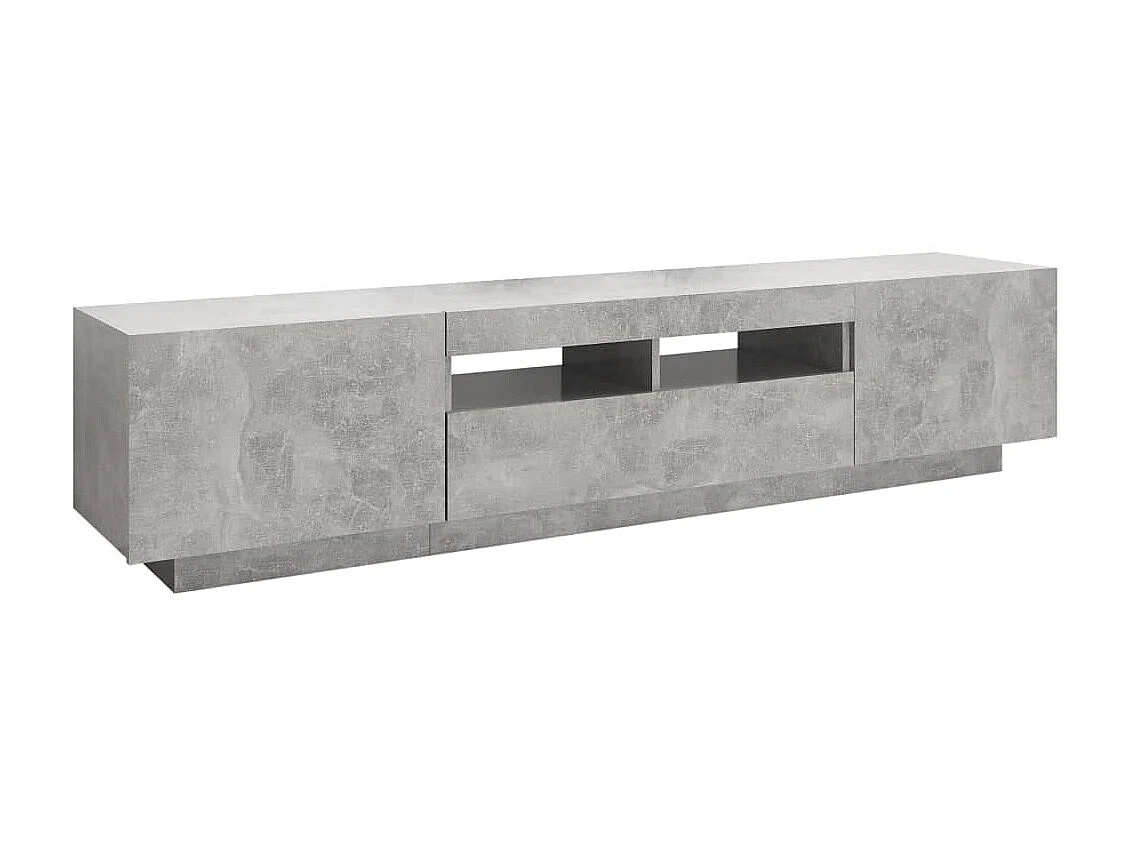 Móvel de TV com luzes LED cinza concreto 180x35x40 cm