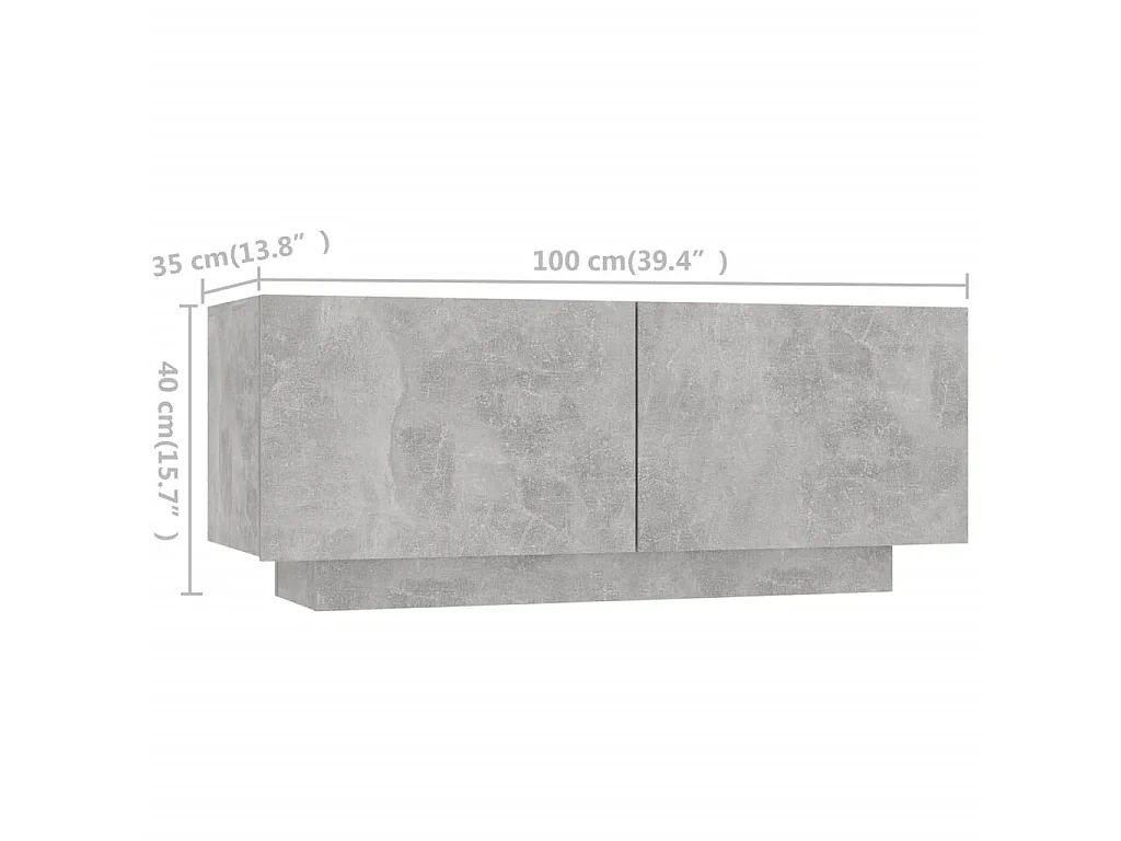 Móvel de TV com luzes LED cinza concreto 180x35x40 cm