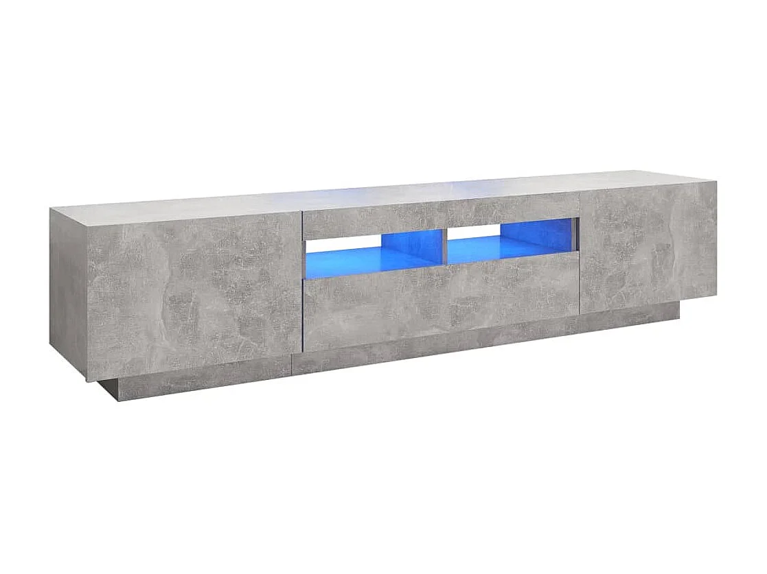 Meuble TV avec lumières LED Gris béton 180x35x40 cm