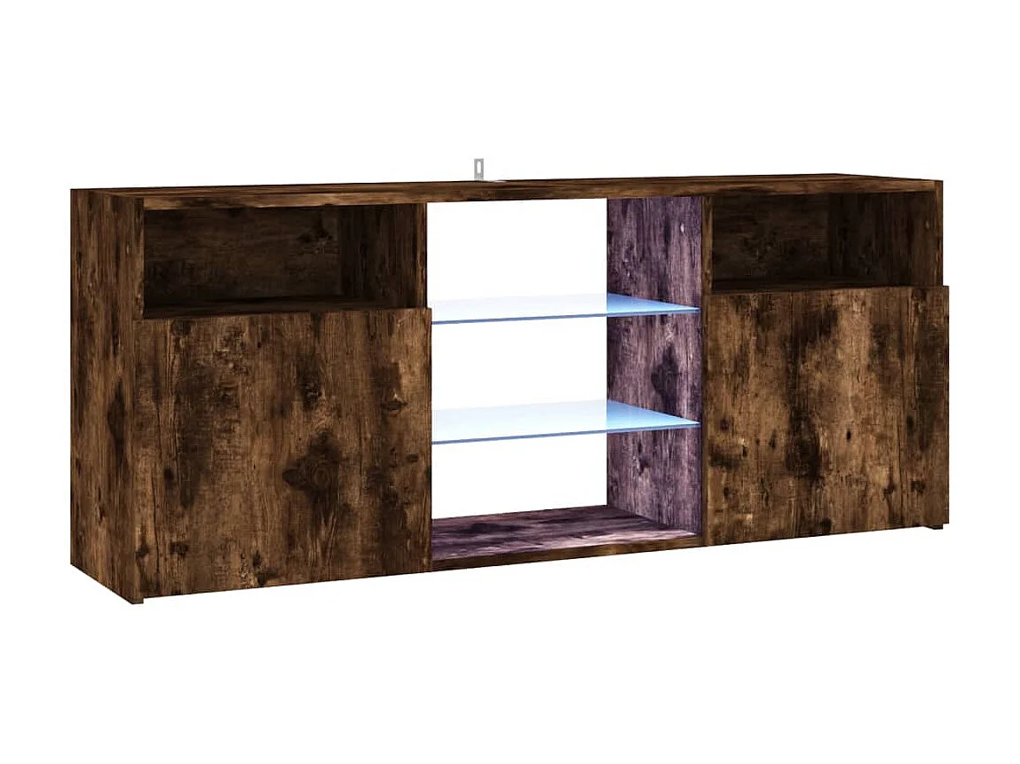 Meuble TV avec lumières LED Chêne fumé 120x30x50 cm
