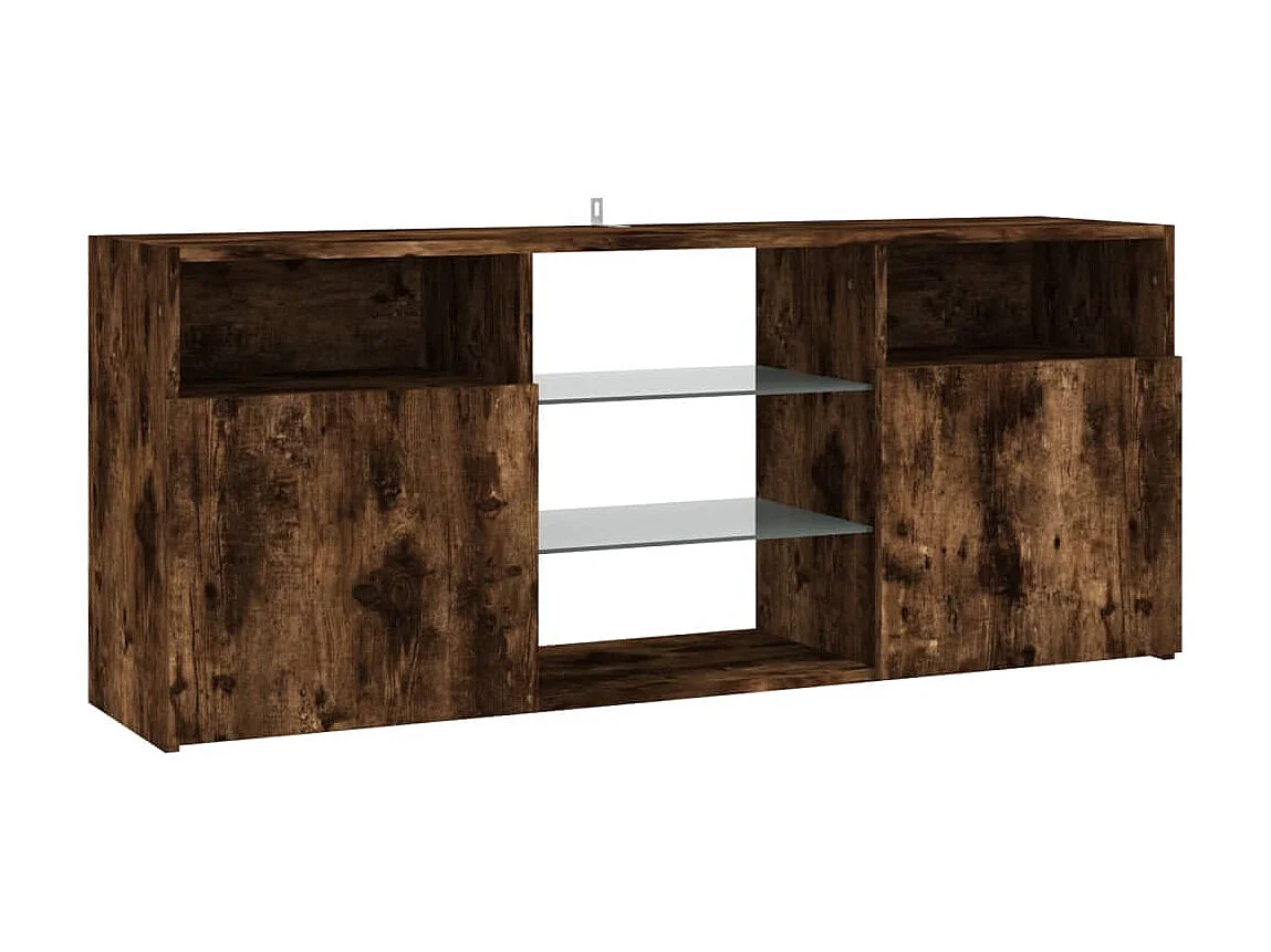 Meuble TV avec lumières LED Chêne fumé 120x30x50 cm