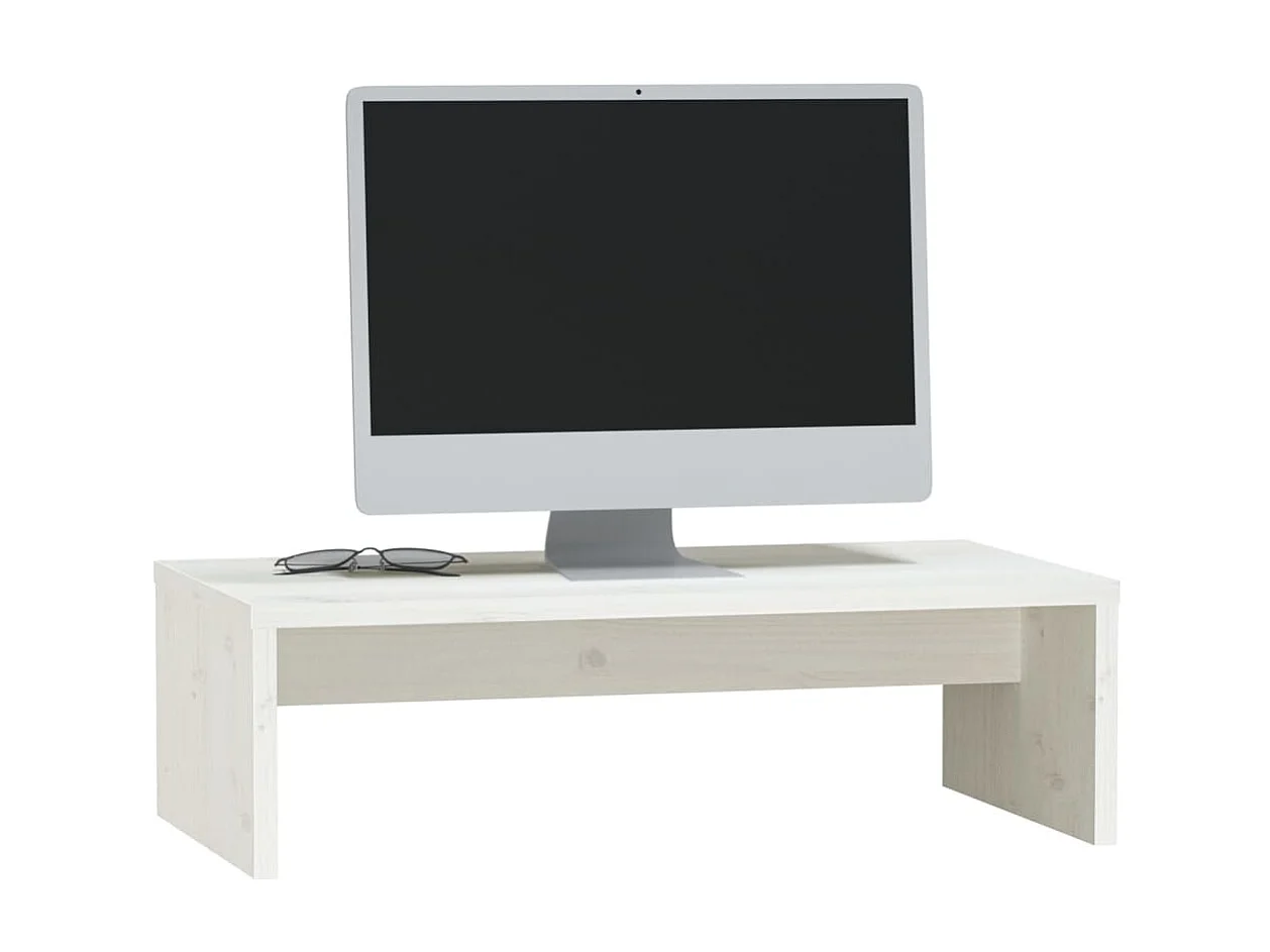 Support de moniteur Blanc 50x27x15 cm Bois de pin solide