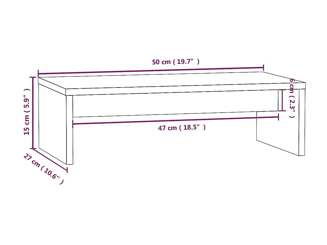 Support de moniteur Blanc 50x27x15 cm Bois de pin solide