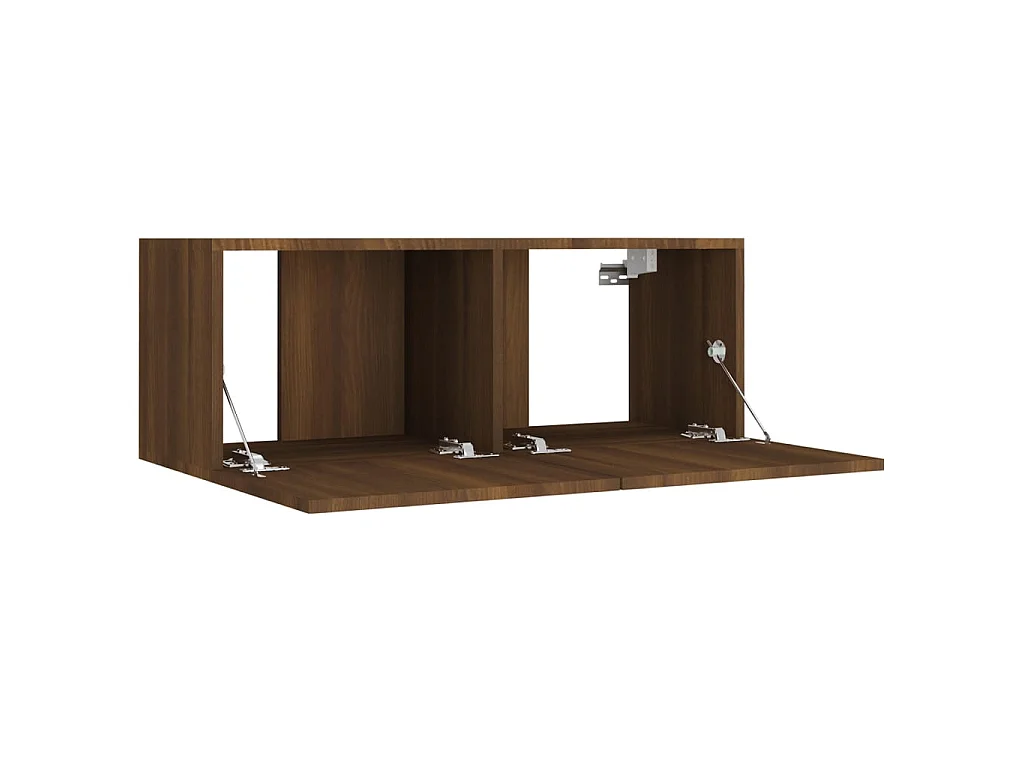 4-teiliges TV-Ständer-Set aus braunem Eichenholzwerkstoff