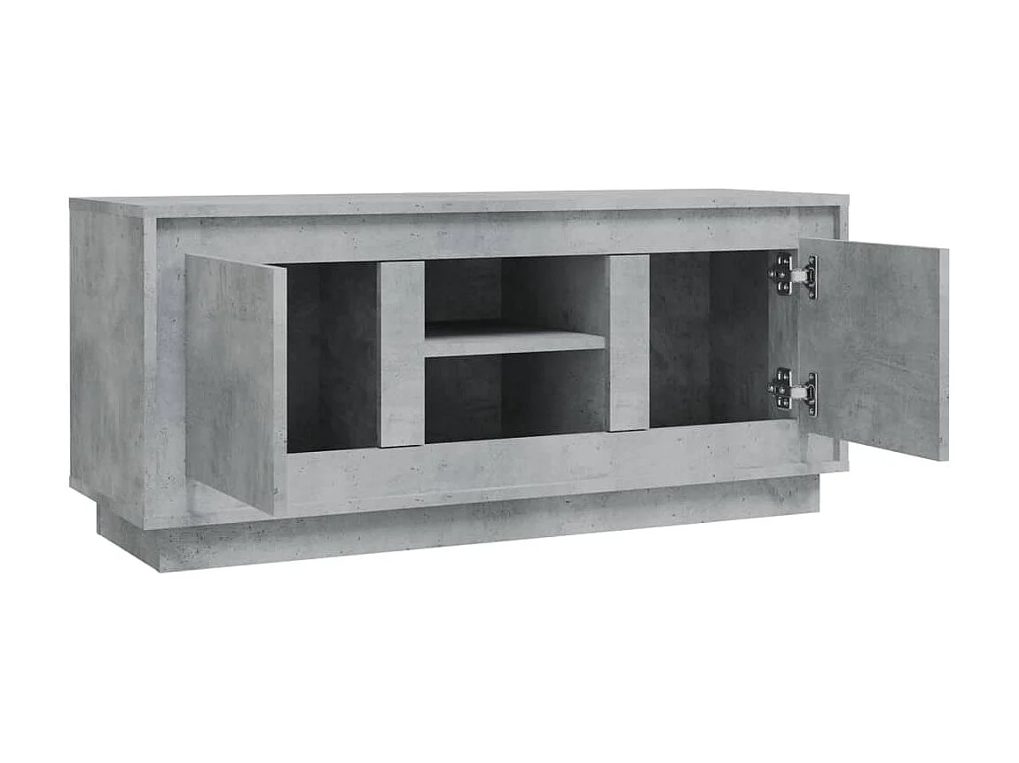 Meuble TV gris béton 102x35x45 cm bois d'ingénierie