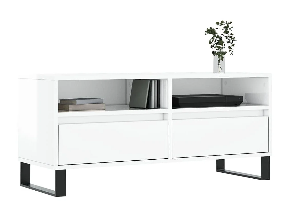 Móvel de TV branco brilhante 100x34,5x44,5 cm madeira projetada