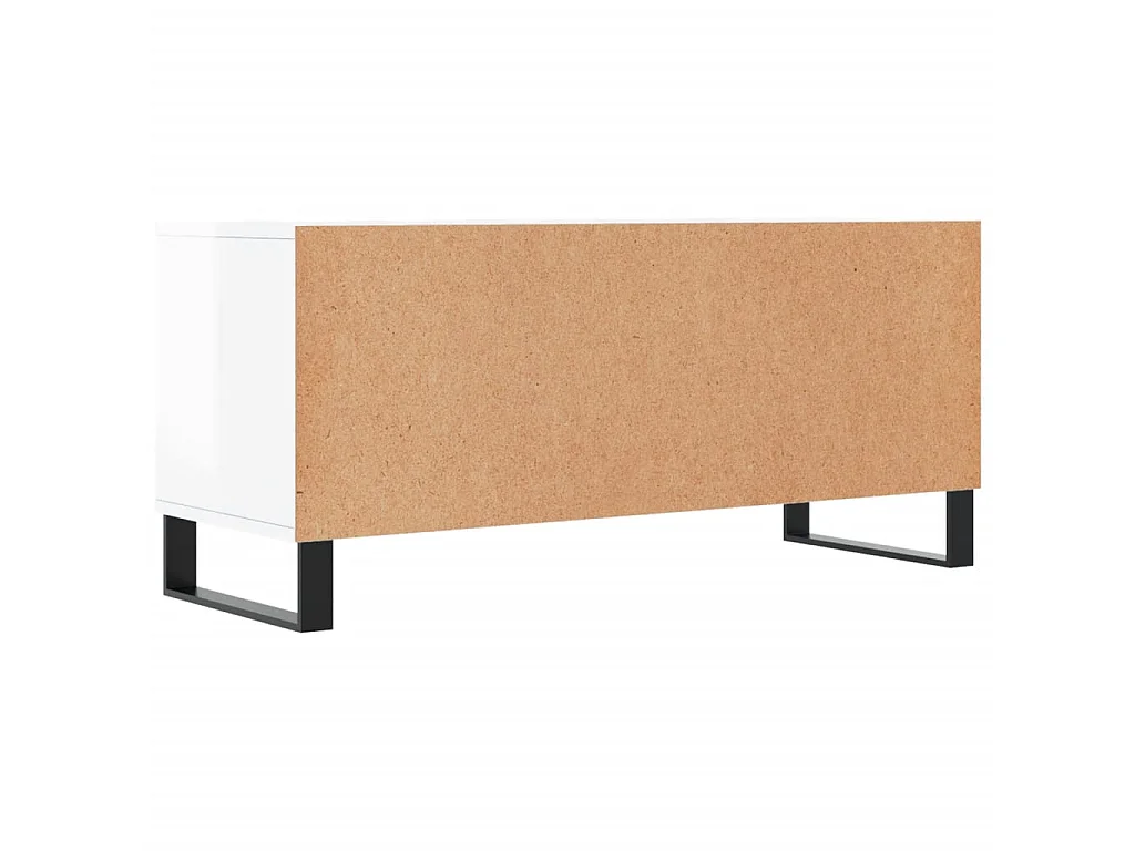Meuble TV blanc brillant 100x34,5x44,5 cm bois d'ingénierie