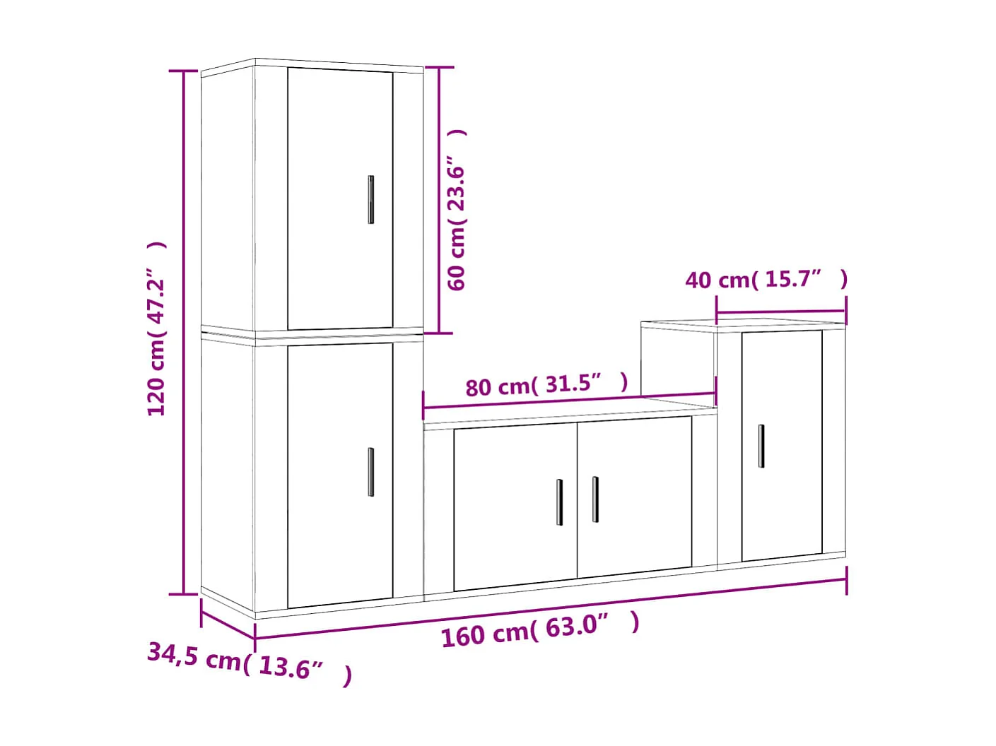Ensemble de meubles TV 4 pcs Sonoma gris Bois d'ingénierie