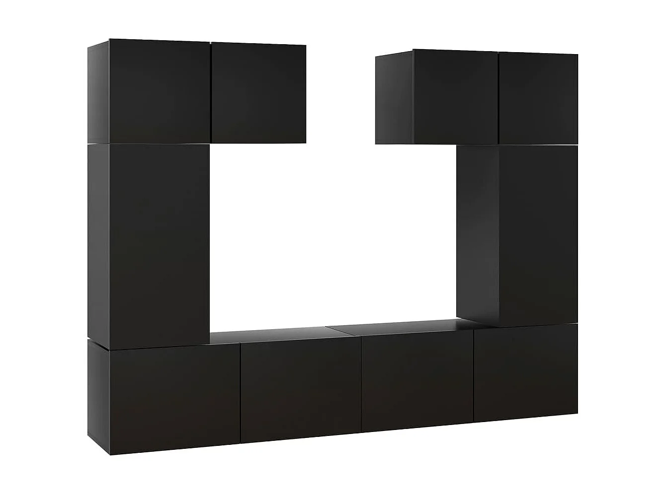 TV-Schrank-Set, 6-teilig, schwarze Spanplatte