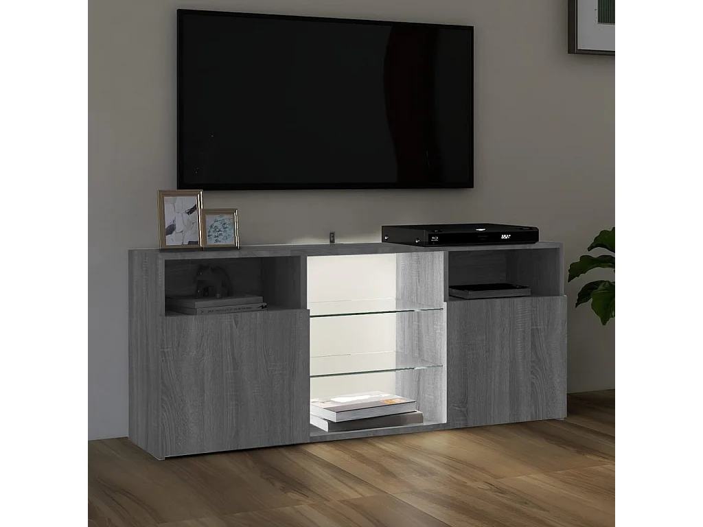 Mueble TV con luces LED Sonoma gris 120x30x50 cm