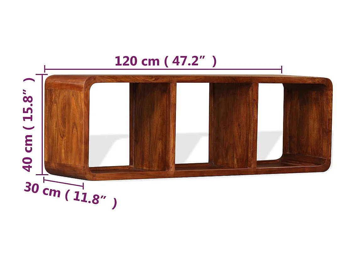 TV-Schrank aus Massivholz mit Honig-Finish, 120 x 30 x 40 cm