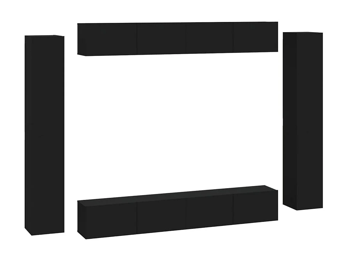 8-delige tv-standaardset zwart parket