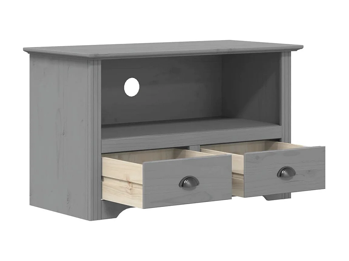 TV-meubel met 2 lades BODO grijs 91x43x56cm massief grenenhout
