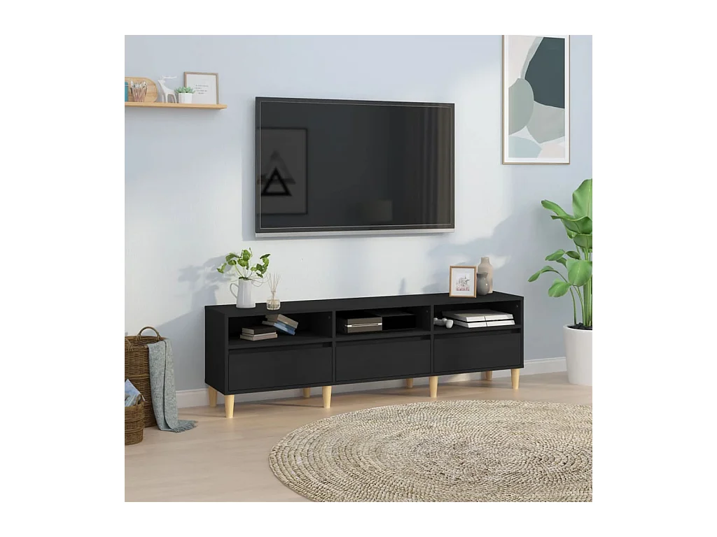 Zwart tv-meubel 150x30x44,5 cm samengesteld hout