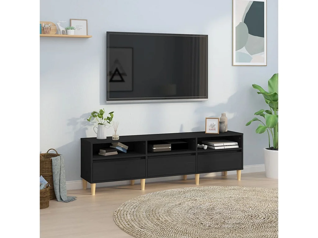 Zwart tv-meubel 150x30x44,5 cm samengesteld hout