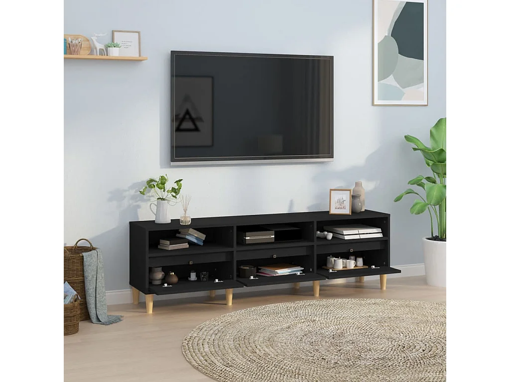 Zwart tv-meubel 150x30x44,5 cm samengesteld hout