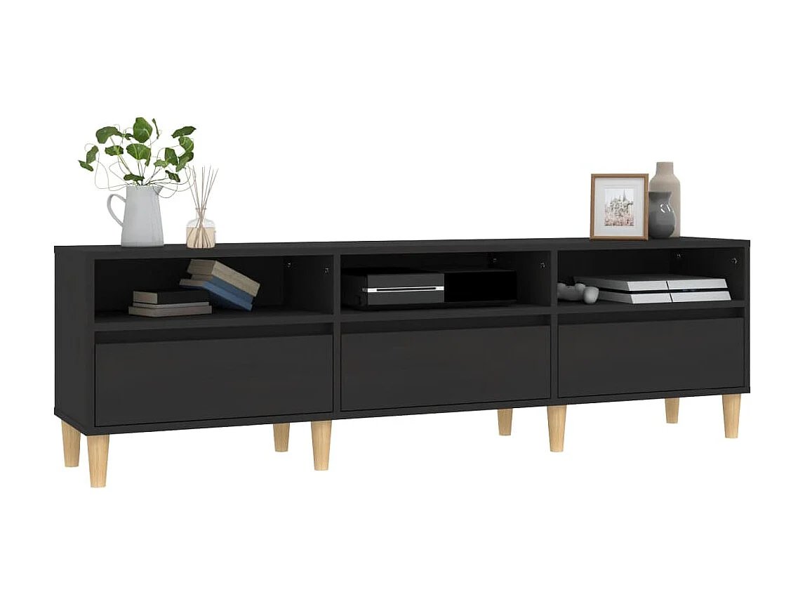 Zwart tv-meubel 150x30x44,5 cm samengesteld hout